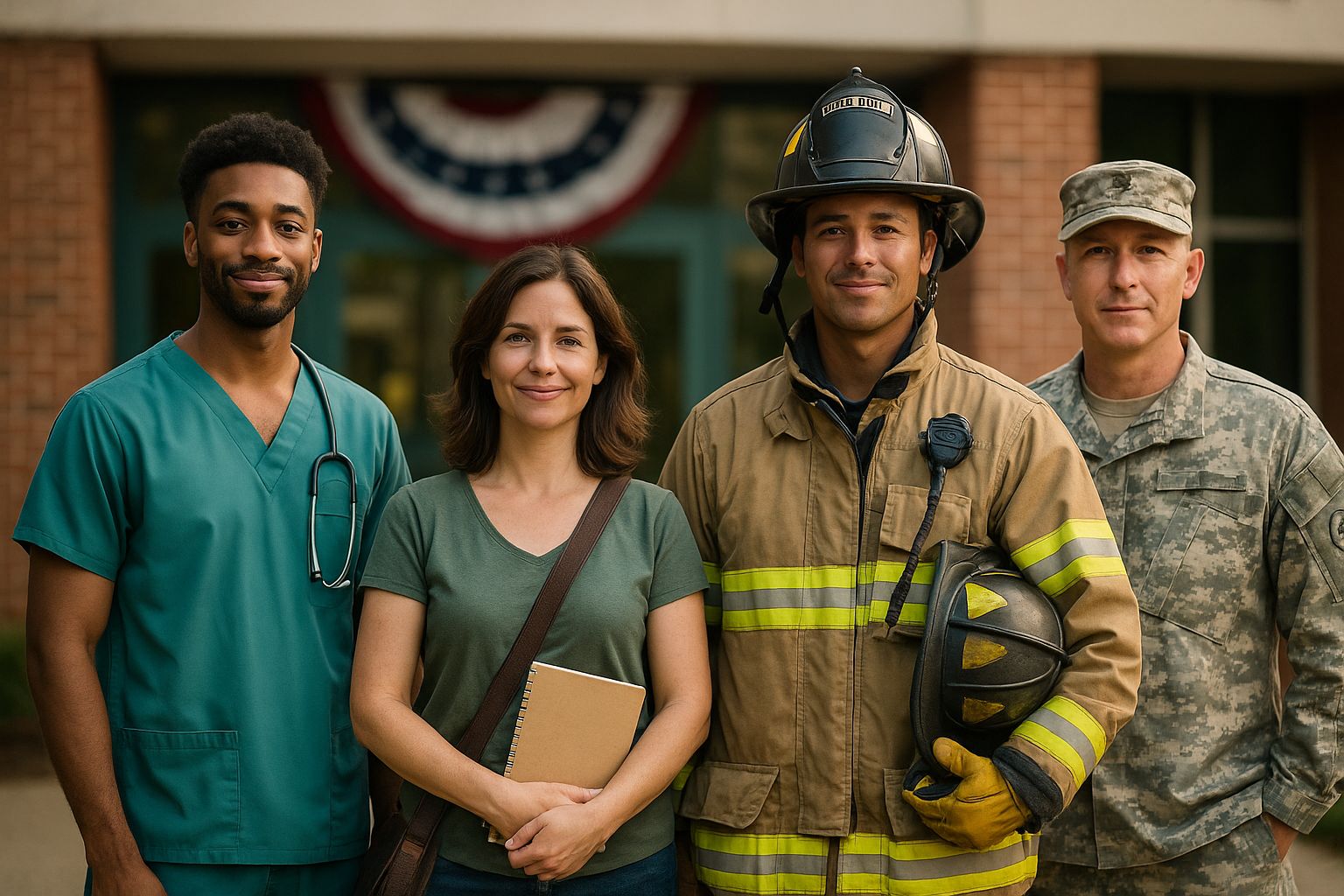 Healthcare workers, teachers, first responders, and military personnel - community heroes